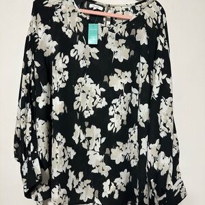 Maurices Black and White Floral Blouse